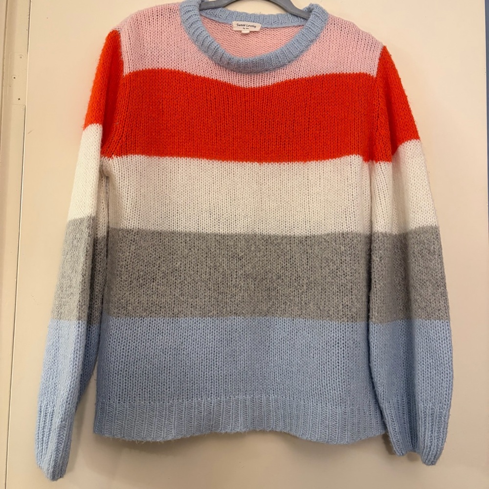 3 for 25! Sweet Lovely by Jen color block Crew Neck‎ Mohair Wool Acrylic Sweater